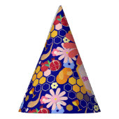 ハッピーロシュハシャナユダヤ正月の花柄 パーティーハット (左)