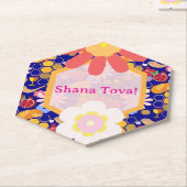 ハッピーロシュハシャナユダヤ正月の花柄 ペーパーコースター (アングル)