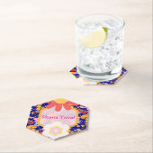 ハッピーロシュハシャナユダヤ正月の花柄 ペーパーコースター (インサイチュ)