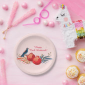 ハッピーロシュハシャナユダヤ正月の花柄 ペーパープレート (パーティー)