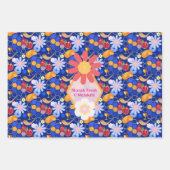 ハッピーロシュハシャナユダヤ正月の花柄 ラッピングペーパーシート (正面)