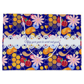 ハッピーロシュハシャナユダヤ正月の花柄 ラージペーパーバッグ (裏面)