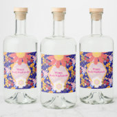 ハッピーロシュハシャナユダヤ正月の花柄 リキュールボトルラベル (ボトル)