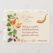 ハッピーロシュハシャナ ユダヤの新年 ハニー＆アップル 招待状 (正面/裏面)