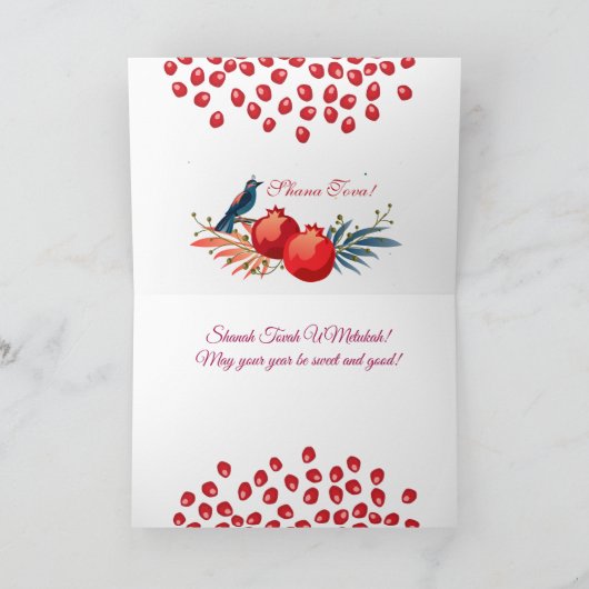 ハッピーロシュハシャナ ユダヤ教新年 フラワーパターン シーズンカード (内部)