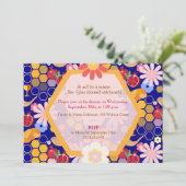 ハッピーロシュハシャナ ユダヤ教 新年 フローラルパターン 招待状 (スタンド正面)