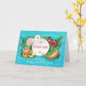 ハッピーロシュ・ハサナユダヤ人新年の挨拶 カード (黄色い花)