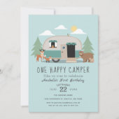 ハッピーワンキャンパーの1歳誕生日パーティー招待状 招待状 (正面)