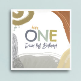 ハッピーワンファースト誕生日ボーイペーパーナプキン スタンダードランチョンナプキン