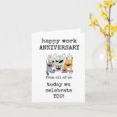 ハッピーワーク記念日、お祝いカード、かわいい カード (黄色い花)