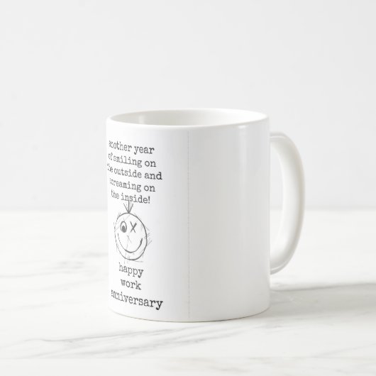 ハッピーワーク記念日、同僚、ボスギフトマグ コーヒーマグカップ (正面右)