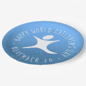 ハッピーワールドチルドレンズデイブルーグリッター ペーパープレート (アングル)