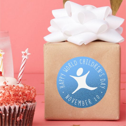 ハッピーワールドチルドレンズデイブルーグリッター ラウンドシール (パーティー)