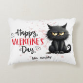 ハッピーヴァレンティおもしろいンズデイブラックキャット アクセントクッション (正面)