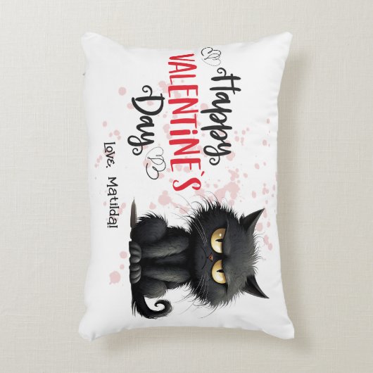 ハッピーヴァレンティおもしろいンズデイブラックキャット アクセントクッション (正面(垂直))
