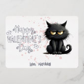 ハッピーヴァレンティおもしろいンズデイブラックキャット 箔シーズンカード (正面)