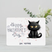 ハッピーヴァレンティおもしろいンズデイブラックキャット 箔シーズンカード (立ち正面)