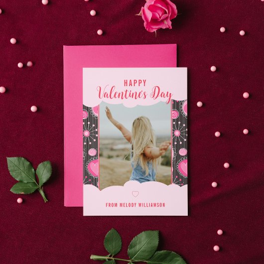 ハッピーヴァレンティお洒落ンピンクハート花名 シーズンカード