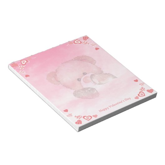 ハッピーヴァレンティネスかわいいテディベア ノートパッド (アングル)
