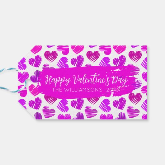 ハッピーヴァレンティネスモダンデイレッドピンクハート名 ギフトタグ (裏面横)