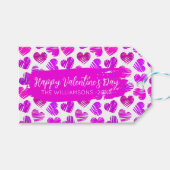 ハッピーヴァレンティネスモダンデイレッドピンクハート名 ギフトタグ (正面(横))