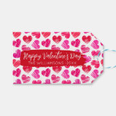 ハッピーヴァレンティネスモダンデイレッドピンクハート名 ギフトタグ (正面(横))