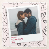 ハッピーヴァレンティネスモダンデースタイリッシュロマンチック写真 ガラスコースター (正面)