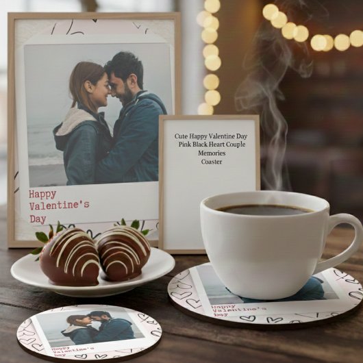 ハッピーヴァレンティネスモダンデースタイリッシュロマンチック写真 コースター