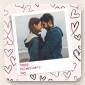 ハッピーヴァレンティネスモダンデースタイリッシュロマンチック写真 コースター (正面)