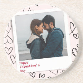 ハッピーヴァレンティネスモダンデースタイリッシュロマンチック写真 コースター