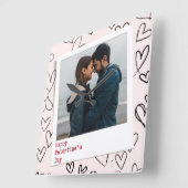 ハッピーヴァレンティネスモダンデースタイリッシュロマンチック写真 スクエア壁時計 (傾斜)