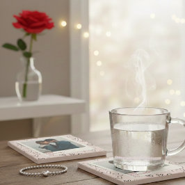 ハッピーヴァレンティネスモダンデースタイリッシュロマンチック写真 ストーンコースター