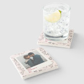 ハッピーヴァレンティネスモダンデースタイリッシュロマンチック写真 ストーンコースター (横)