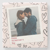 ハッピーヴァレンティネスモダンデースタイリッシュロマンチック写真 ストーンコースター (正面)