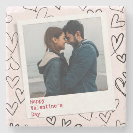 ハッピーヴァレンティネスモダンデースタイリッシュロマンチック写真 ストーンコースター