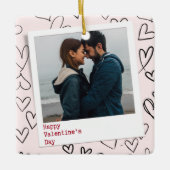 ハッピーヴァレンティネスモダンデースタイリッシュロマンチック写真 セラミックオーナメント (正面)