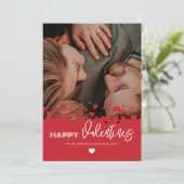 ハッピーヴァレンティネス写真赤いハートカップル家族 シーズンカード (スタンド正面)