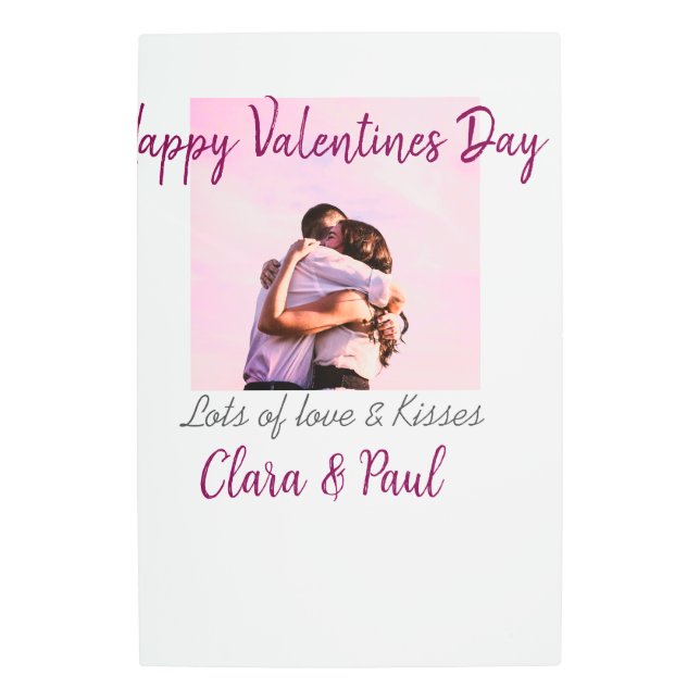 ハッピーヴァレンティモダンネスの日キス愛の名前p メタルプリント (正面)