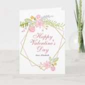 ハッピーヴァレンティーンズデイかわいらしピンクフローラカスタム カード (正面)