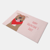 ハッピーヴァレンティーンズデイアメリカンブルドッグキスマーク ドアマット (アングル)