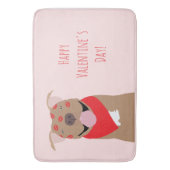 ハッピーヴァレンティーンズデイアメリカンブルドッグキスマーク バスマット (正面縦)