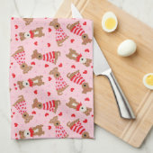 ハッピーヴァレンティーンズデイウェルシュワイヤキツネテリアドッグス キッチンタオル (四つ折り)