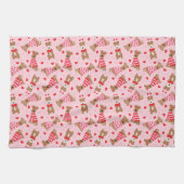 ハッピーヴァレンティーンズデイウェルシュワイヤキツネテリアドッグス キッチンタオル (横)