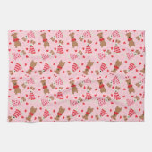 ハッピーヴァレンティーンズデイウェルシュワイヤキツネテリアドッグス キッチンタオル (横)