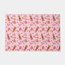 ハッピーヴァレンティーンズデイウェルシュワイヤキツネテリアドッグス ドアマット