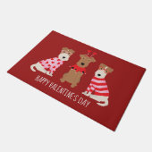 ハッピーヴァレンティーンズデイウェルシュワイヤキツネテリアドッグス ドアマット (アングル)