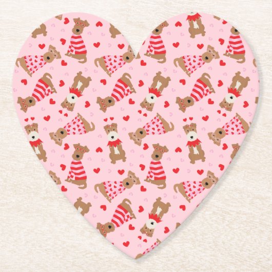 ハッピーヴァレンティーンズデイウェルシュワイヤキツネテリアドッグス ペーパーコースター (正面)