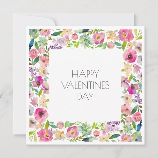 ハッピーヴァレンティーンズデイウォーターカラーフローラピンクスウィート (正面)