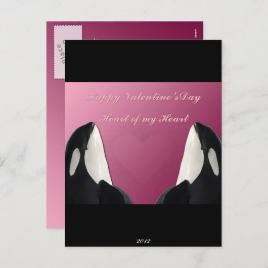 ハッピーヴァレンティーンズデイオルカキラークジラハートの私 シーズンポストカード (正面/裏面)