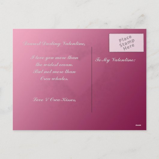 ハッピーヴァレンティーンズデイオルカキラークジラハートの私 シーズンポストカード (裏面)